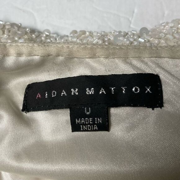 Aidan Mattox One Shoulder Silk & Sequin Cocktail Dress Size 0 - Picture 3 of 4